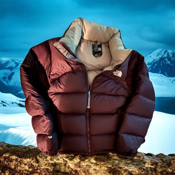 North Face Womens Medium Purple Vintage 96 Retro Nuptse Puffer Jacket Down Coat - Picture 2 of 12